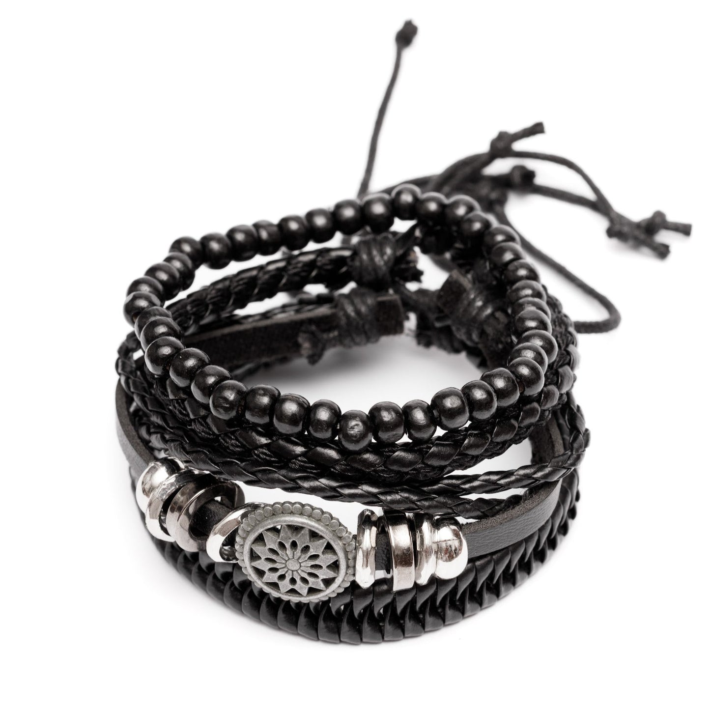 Zestaw bransoletek „Etniczna Droga”, drzewo życia, kotwica, drewno MANNOR