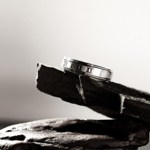 Stalowy pierścionek „Rzymskie cyfry”, stal nierdzewna, klasyka, unisex, MANNOR