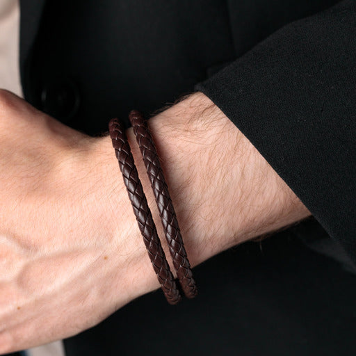 Bransoletka „Stalowy Węzeł”, skóra i stal nierdzewna, MANNOR