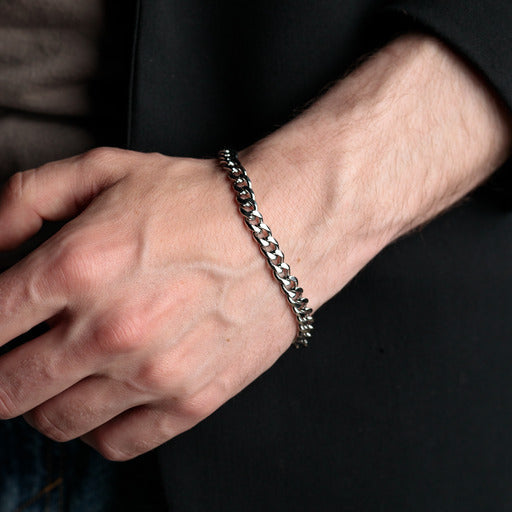 Bransoletka „Miami” — masywny łańcuch kubański, stal, styl punk, MANNOR