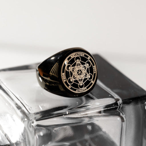 Pierścionek-amulet „Pieczęć Salomona”, stal nierdzewna, styl mistyczny, MANNOR