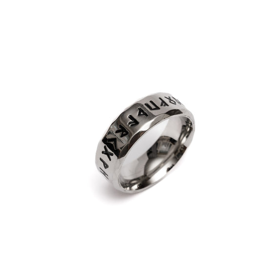 Męski pierścionek „Północne Runy”, styl Wikingów, stal nierdzewna 316L, unisex, MANNOR