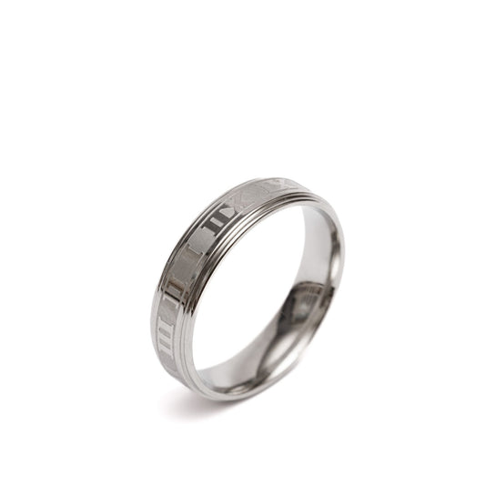 Stalowy pierścionek „Rzymskie cyfry”, stal nierdzewna, klasyka, unisex, MANNOR