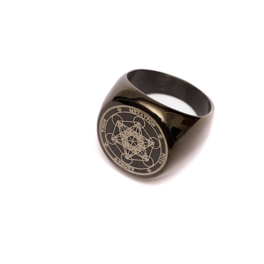 Pierścionek-amulet „Pieczęć Salomona”, stal nierdzewna, styl mistyczny, MANNOR