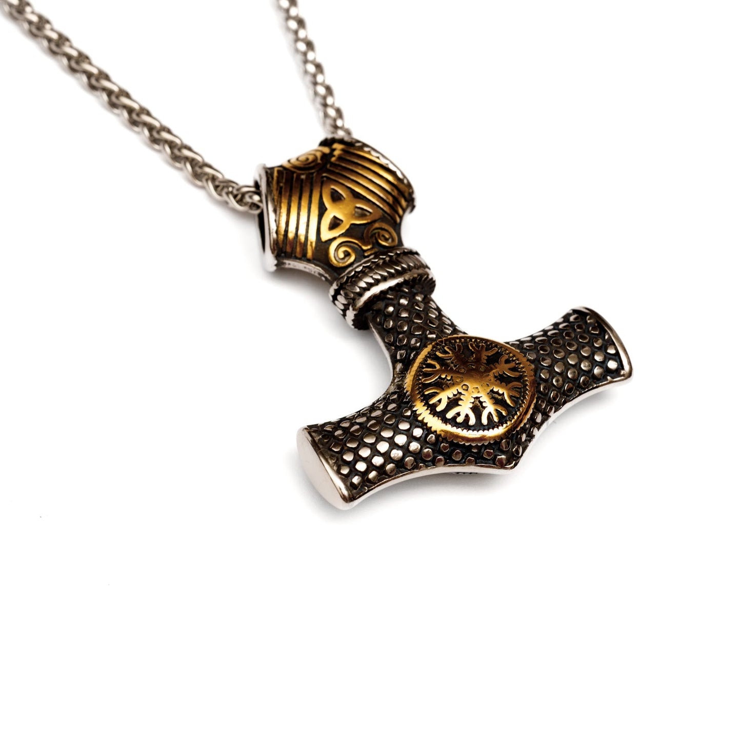 Metalowy naszyjnik „Vegvísir”, wikingi amulet, stal nierdzewna MANNOR
